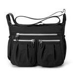 Black Multi-Pocket Lightweight Nylon Crossbody Bag – Stylish, Functional, and Spacious Shoulder Bag for Women