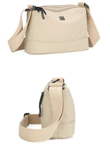 Khaki Lightweight Multi-Layer Crossbody Bag for Women – Compact, Water-Resistant Nylon Shoulder Bag with Adjustable Strap - Front View