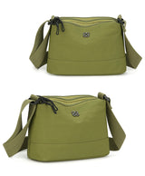 Green Lightweight Multi-Layer Crossbody Bag for Women – Compact, Water-Resistant Nylon Shoulder Bag with Adjustable Strap - Front View