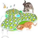 Green Interactive Cat Toys Rechargeable,Moving Concealed Feathers,Real Mouse Squeaky,Touch Activated Cat Kitten Toy Exercise Toys for Indoor Bored Adult Cats