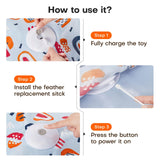 Blue Interactive Cat Toys Rechargeable,Moving Concealed Feathers,Real Mouse Squeaky,Touch Activated Cat Kitten Toy Exercise Toys for Indoor Bored Adult Cats - Rear View
