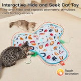 Dark Blue Interactive Cat Toys Rechargeable,Moving Concealed Feathers,Real Mouse Squeaky,Touch Activated Cat Kitten Toy Exercise Toys for Indoor Bored Adult Cats - Front View