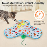 Dark Blue Interactive Cat Toys Rechargeable,Moving Concealed Feathers,Real Mouse Squeaky,Touch Activated Cat Kitten Toy Exercise Toys for Indoor Bored Adult Cats