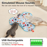 Dark Blue Interactive Cat Toys Rechargeable,Moving Concealed Feathers,Real Mouse Squeaky,Touch Activated Cat Kitten Toy Exercise Toys for Indoor Bored Adult Cats - 45-Degree Angle