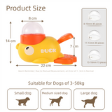 Yellow Interactive Duck-Shaped Automatic Pet Feeder – Smart Treat Dispenser for Cats & Dogs with 3 Adjustable Port Sizes - Front View