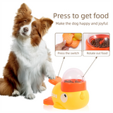 Yellow Interactive Duck-Shaped Automatic Pet Feeder – Smart Treat Dispenser for Cats & Dogs with 3 Adjustable Port Sizes