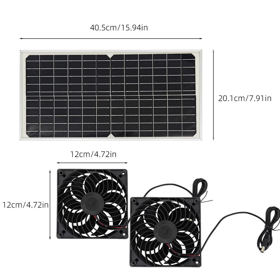 Solar Panel Fan Kit – 16W Monocrystalline Solar Powered Ventilation System with Dual Fans