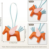 Red PU Leather Pegasus Keychain – Cute Flying Horse Pendant with Wings and Rope, 3-Pack - Side View