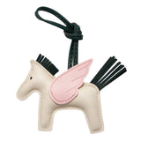 Beige PU Leather Pegasus Keychain – Cute Flying Horse Pendant with Wings and Rope, 3-Pack