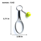 Red Simulation Tennis Racket Keychain – Mini Tennis Racket and Ball Pendant, 3-Pack