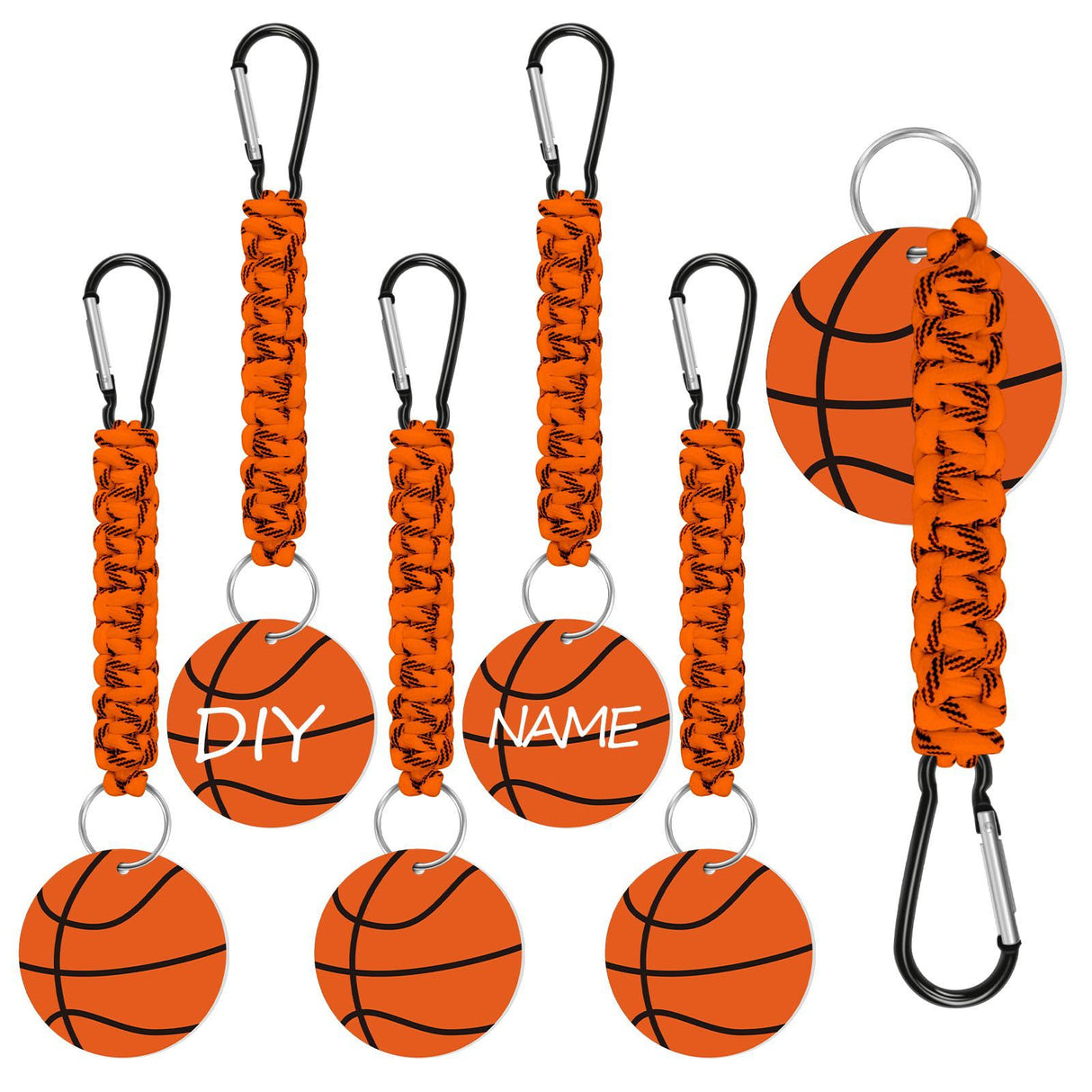Brown DIY Basketball Keychain – Acrylic Ball Pendant with Nylon Rope, 2-Pack