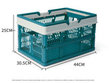 Large Collapsible Storage Basket with Handles - Portable Folding Crate for Shopping, Picnics & Car Trunk(blue) - Low Angle