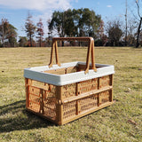 Large Collapsible Storage Basket with Handles - Portable Folding Crate for Shopping, Picnics & Car Trunk(Brown )