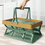 Large Collapsible Storage Basket with Handles - Portable Folding Crate for Shopping, Picnics & Car Trunk(Brown )