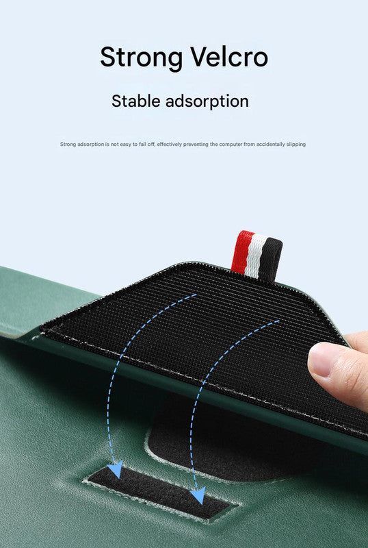 3-in-1 PU Leather Laptop Sleeve with Stand & Mouse Pad + Accessory Pouch(black)