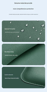 3-in-1 PU Leather Laptop Sleeve with Stand & Mouse Pad + Accessory Pouch(Rose Gold) - Low Angle