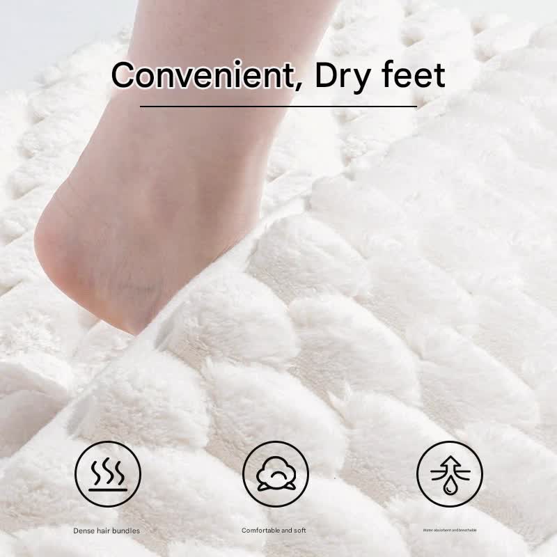 Luxury Plush Memory Foam Bath Mat with Foot Drying Panel - Super Absorbent & Non-Slip Bathroom Rug(Checkered gray)