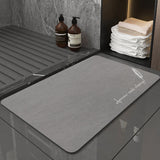 Super Absorbent Quick-Dry Diatomite Bath Mat - Non-Slip Suede Finish Bathroom Floor Mat(Feather Gray)