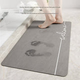 Super Absorbent Quick-Dry Diatomite Bath Mat - Non-Slip Suede Finish Bathroom Floor Mat(Feather Gray) - Side View