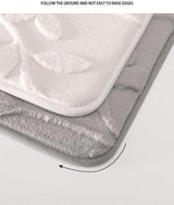 Plush Embossed Leaf Bath Mat - Ultra Soft, Absorbent & Non-Slip Bathroom Rug(White 50*80㎝) - Rear View