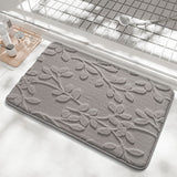 Plush Embossed Leaf Bath Mat - Ultra Soft, Absorbent & Non-Slip Bathroom Rug(Light gray 50*80㎝)