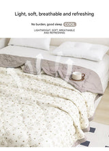 Lightweight Reversible Summer Quilt - Soft, Breathable & Machine Washable Comforter(150x200cm blue flowers) - Front View