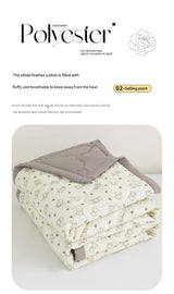 Lightweight Reversible Summer Quilt - Soft, Breathable & Machine Washable Comforter(150x200cm Plaid Bear) - Top-Down View