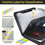 Fireproof & Waterproof Expanding File Folder Organizer with Zipper - Large Capacity Document Safe Bag(Black no-handle model)