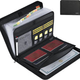 Fireproof & Waterproof Expanding File Folder Organizer with Zipper - Large Capacity Document Safe Bag(Black with handle model)