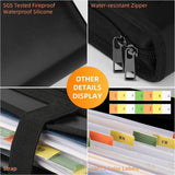 Fireproof & Waterproof Expanding File Folder Organizer with Zipper - Large Capacity Document Safe Bag(Black with handle model) - Close-Up Angle