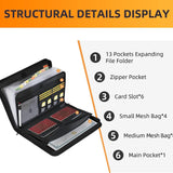 Fireproof & Waterproof Expanding File Folder Organizer with Zipper - Large Capacity Document Safe Bag(Black with handle model) - Extra Image