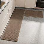 Absorbent & Dirt-Resistant Woven Kitchen Mat - Non-Slip Runner Rug for Home(Interlocking Brown)