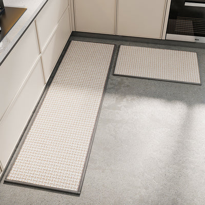 Absorbent & Dirt-Resistant Woven Kitchen Mat - Non-Slip Runner Rug for Home(Interlocking Gray)