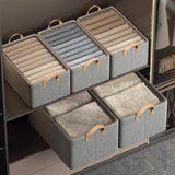 2pc Foldable Fabric Storage Bin with Steel Frame & Handles - 26L Stackable Closet Organizer(Grey)