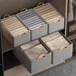 2pc Foldable Fabric Storage Bin with Steel Frame & Handles - 26L Stackable Closet Organizer(Grey)
