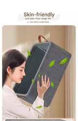 2pc Foldable Fabric Storage Bin with Steel Frame & Handles - 26L Stackable Closet Organizer(Grey) - Rear View