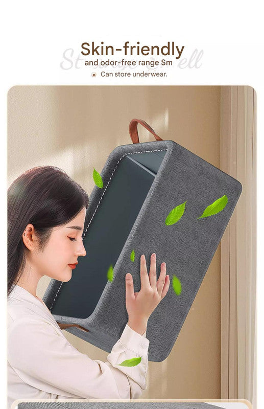 2pc Foldable Fabric Storage Bin with Steel Frame & Handles - 26L Stackable Closet Organizer(Green)