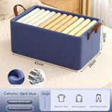 2pc Foldable Fabric Storage Bin with Steel Frame & Handles - 26L Stackable Closet Organizer(Blue)