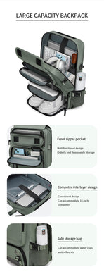4-in-1 Convertible Travel Backpack & Briefcase - Large Capacity, 16" Laptop Compartment, USB Port(Green)