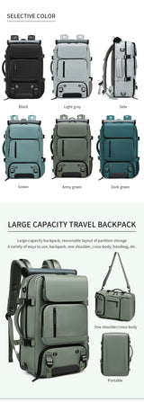 4-in-1 Convertible Travel Backpack & Briefcase - Large Capacity, 16" Laptop Compartment, USB Port(Black)