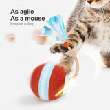 Red Interactive Smart Electric Cat Toy Ball - Automatic Irregular Rolling Teaser for Independent Play - Front View