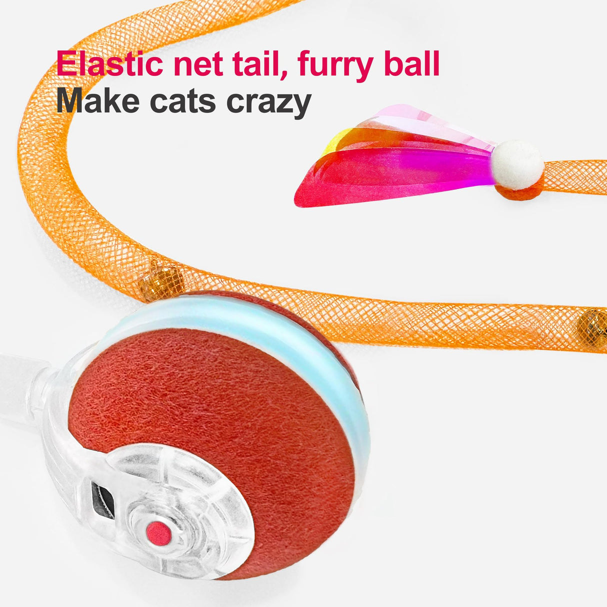 Red Interactive Smart Electric Cat Toy Ball - Automatic Irregular Rolling Teaser for Independent Play