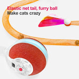 Red Interactive Smart Electric Cat Toy Ball - Automatic Irregular Rolling Teaser for Independent Play - Top-Down View