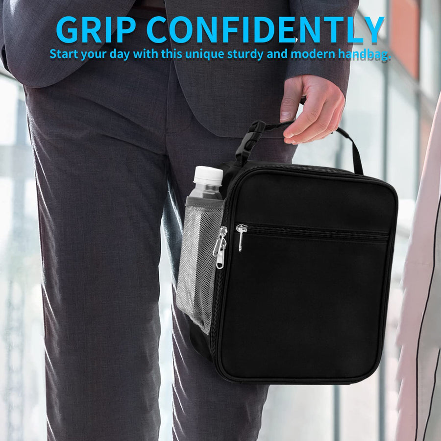 Grey Portable Insulated Lunch Bag - Large Capacity Thermal Cooler Tote with Shoulder Strap for Work, School, and Picnic