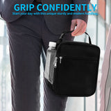 Green Portable Insulated Lunch Bag - Large Capacity Thermal Cooler Tote with Shoulder Strap for Work, School, and Picnic - Side View