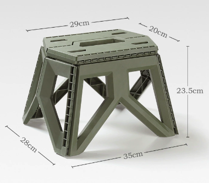 Army Green Portable Folding Stool - Compact Lightweight Plastic Step Stool for Camping, Fishing, Kids, and Home Use