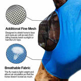 Pink 2-PCS Breathable Horse Fly Mask Set - Equestrian Fly Veils with Ears for Insect Control and Comfort - Side View