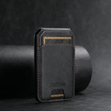 Black Slim Magnetic Wallet with Kickstand for MagSafe - PU Leather Card Holder