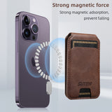 Black Slim Magnetic Wallet with Kickstand for MagSafe - PU Leather Card Holder - Front View