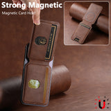 Black Slim Magnetic Wallet with Kickstand for MagSafe - PU Leather Card Holder - Side View